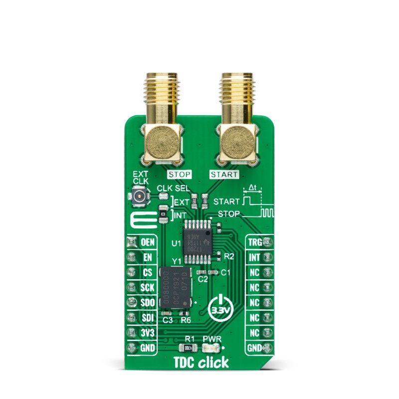 MikroElektronika MIKROE-4770, TDC Click Clock or Data Translator Add On Board for Time to Digital Converter for