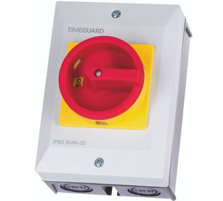 Timeguard 4 Pole Surface Mount Isolator Switch - 32A Maximum Current, IP65