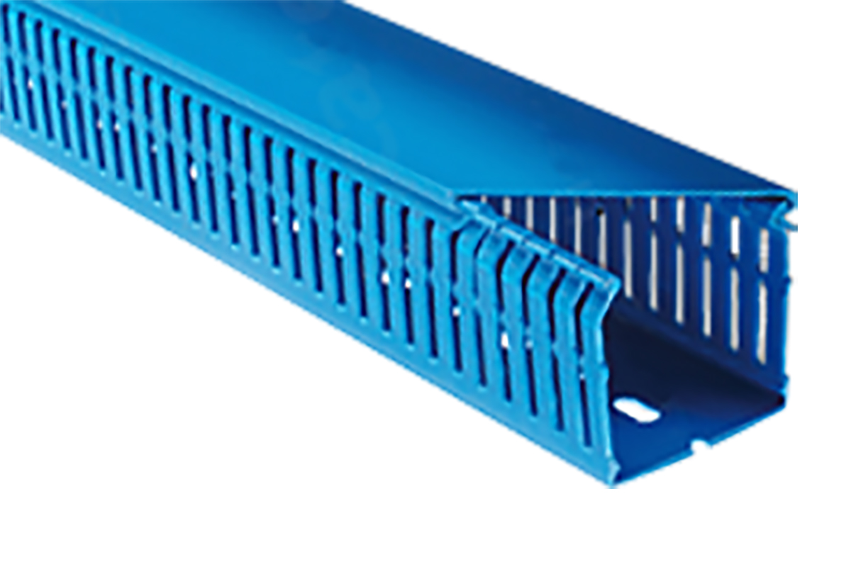RS PRO Blue Slotted Panel Trunking - Open Slot, W100 mm x D100mm, L2m, PVC