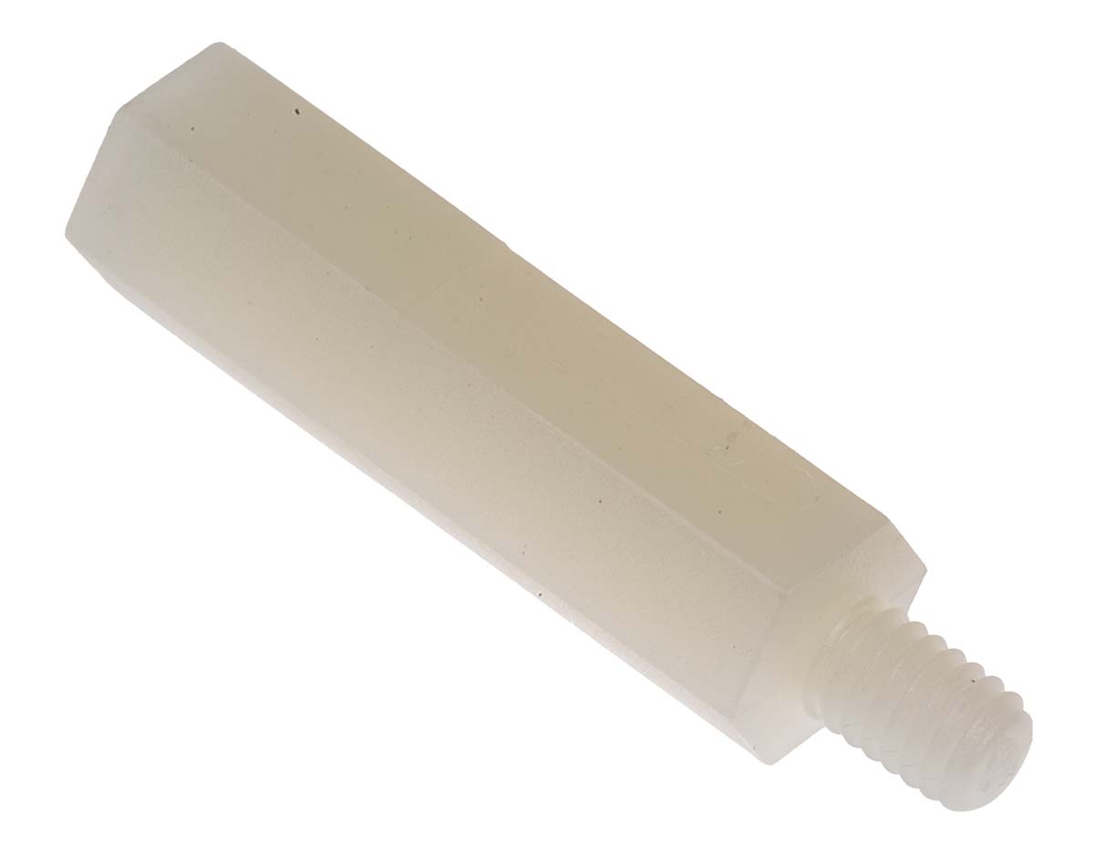 RS PRO Standoff, M4 x M4 Thread, 25mm Body, Nylon 66, Male/Female, 6mm Stud