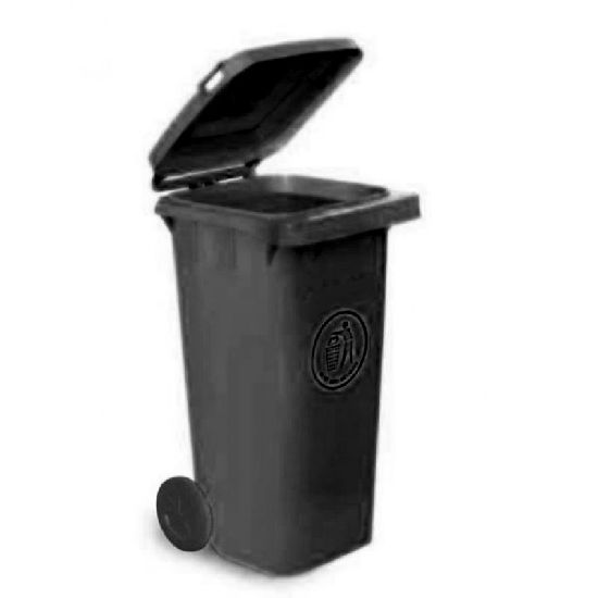 RS PRO 120L Black Flip Polypropylene Dustbin