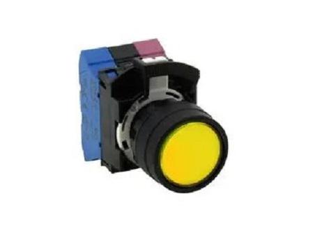 Idec HW Series Series Push Button, Momentary, Panel Mount, 22.3mm Cutout, 1NO + 1NC, Yellow LED, 600V, IP20, IP65