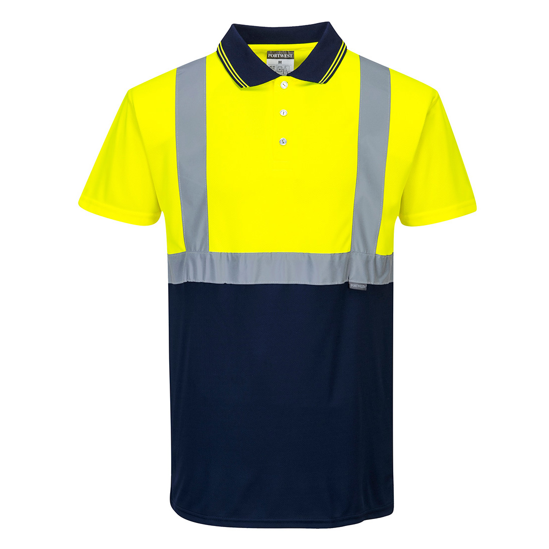 Portwest S479 Yellow/Navy Unisex Hi Vis Polo Shirt, XXL