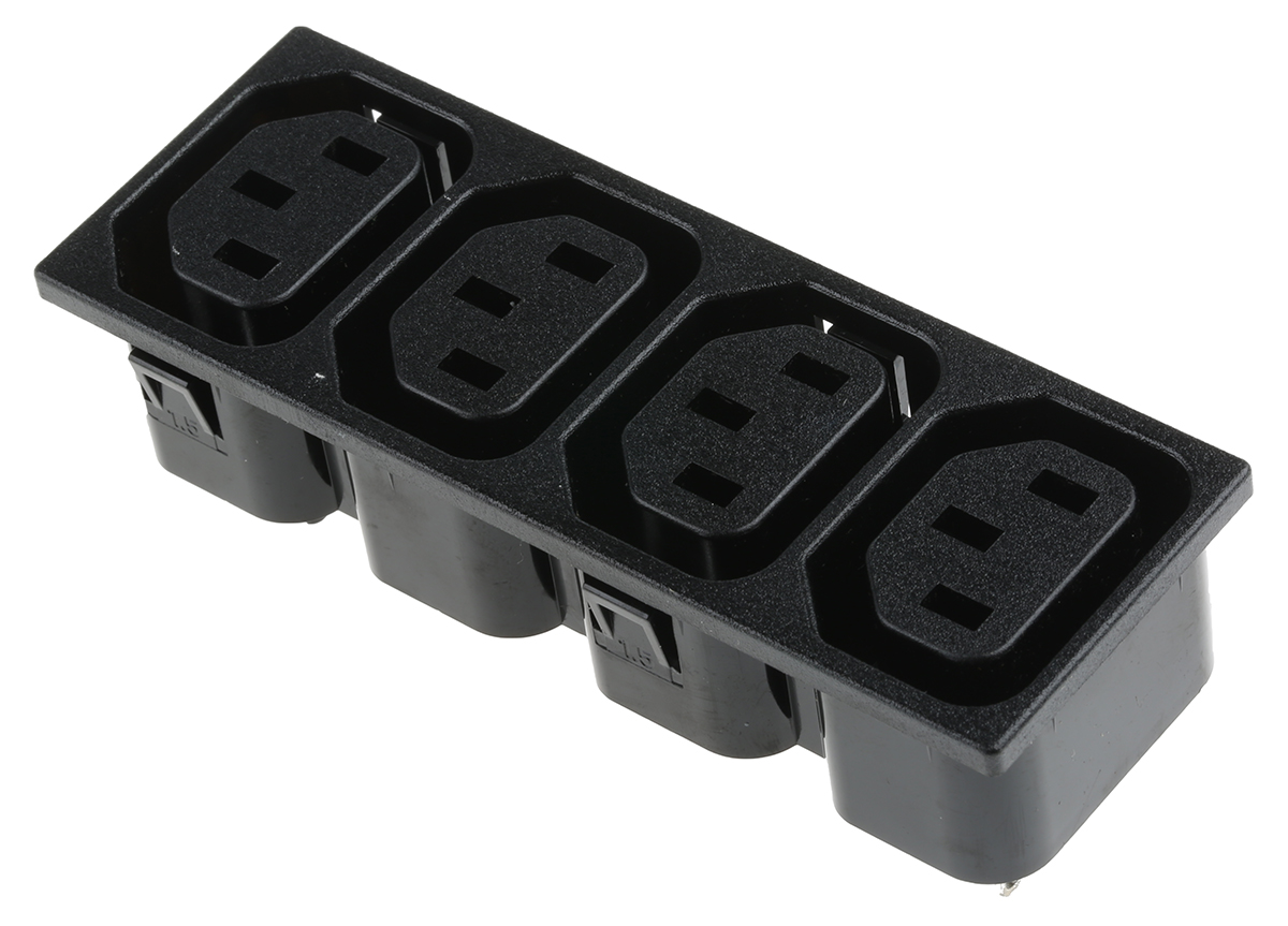 Bulgin C13 x4 Snap-In IEC Connector Socket, 10A, 250 V