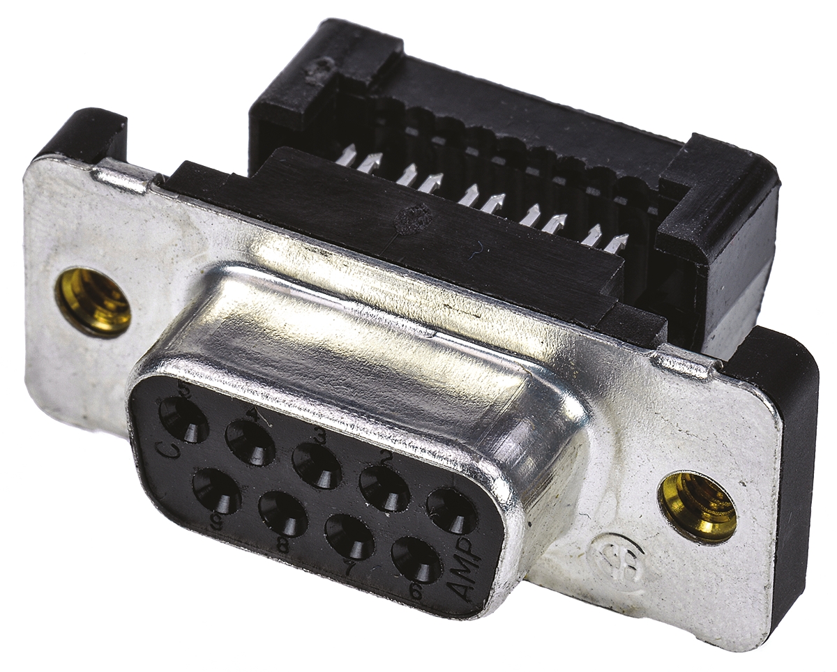 TE Connectivity Amplimite HDF-20 9 Way Right Angle Cable Mount D-sub Connector Socket, 2.76mm Pitch