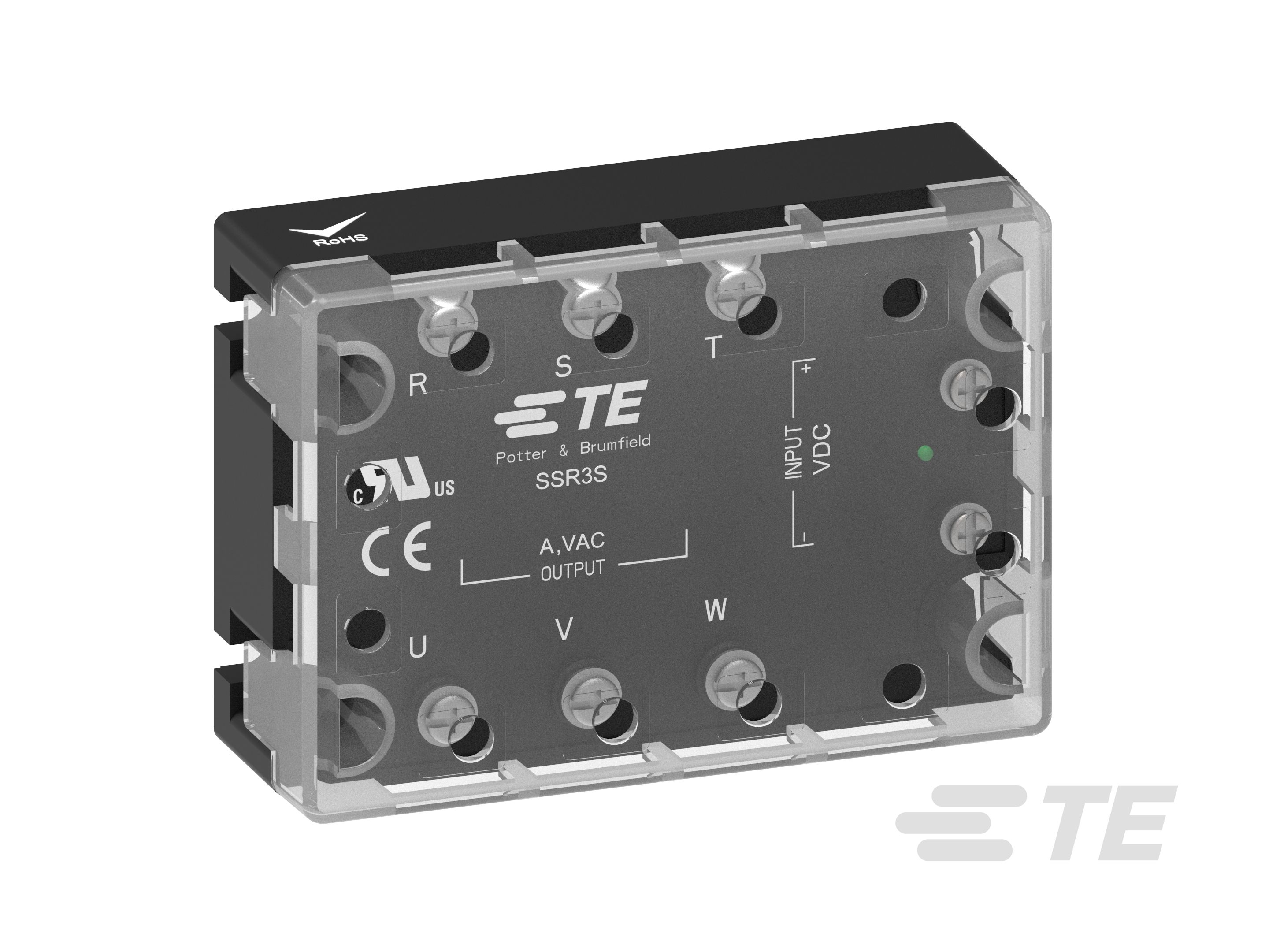 TE Connectivity SSR3 Series Solid State Relay 3 Phase, 10 A Load, Panel Mount, 480 V ac Load
