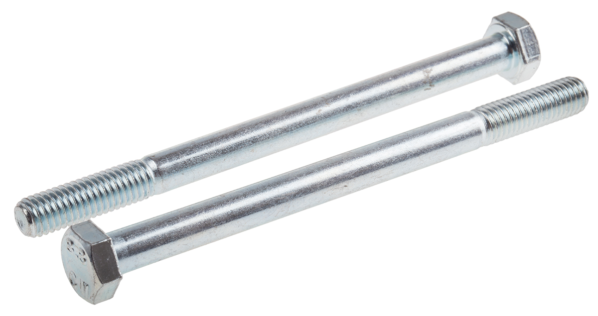 RS PRO Bright Zinc Plated Steel, Hex Bolt, M8 x 110mm