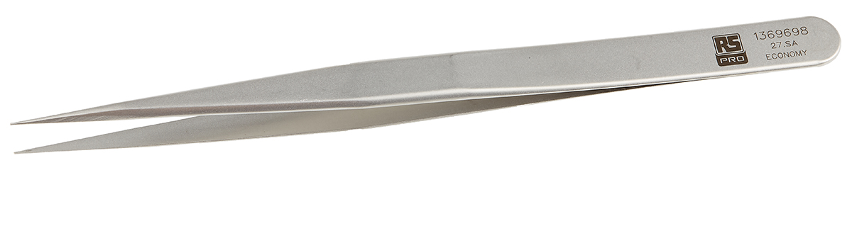 RS PRO 135 mm, Stainless Steel, Very Sharp, Tweezers