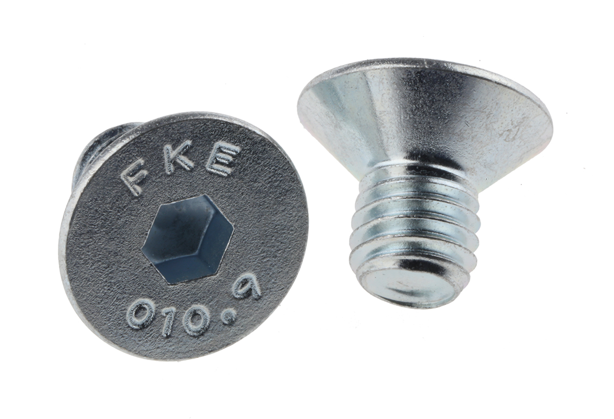 RS PRO Bright Zinc Plated Steel Hex Socket Countersunk Screw, DIN 7991, M8 x 12mm