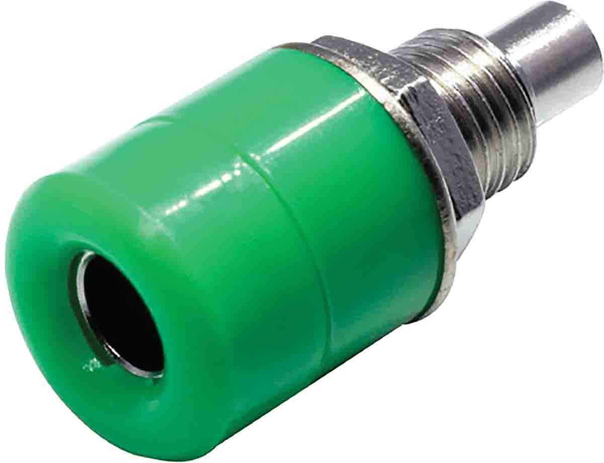 RS PRO Green Female Banana Socket, 4 mm Connector, Solder Termination, 24A, 30V, Nickel Plating