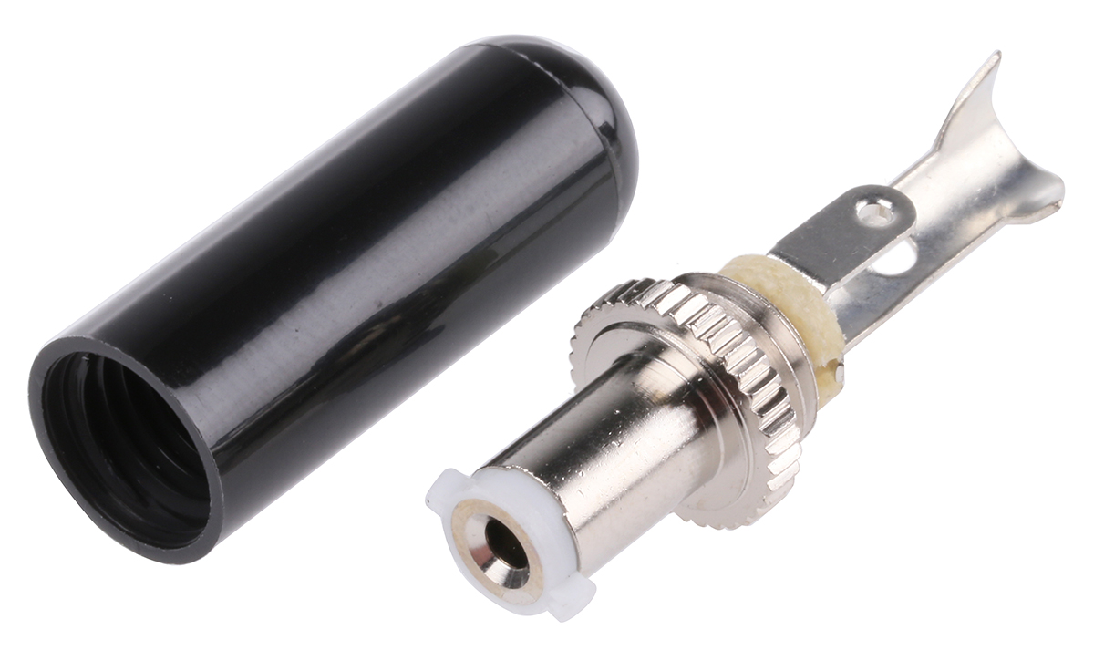 Switchcraft DC Plug Rated At 5.0A, Cable Mount, length 37mm, Nickel