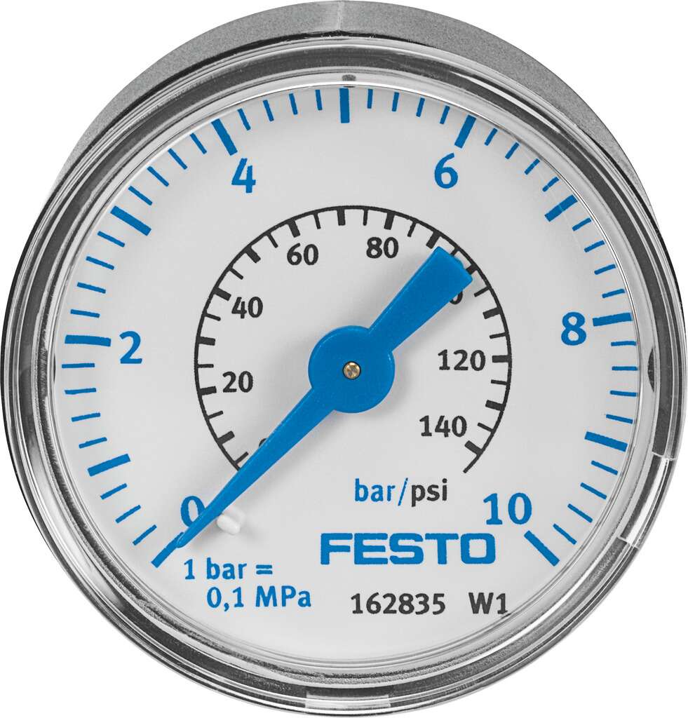Festo G 1/4 Analogue Pressure Gauge 1bar Back Entry 63mm Outside Diameter