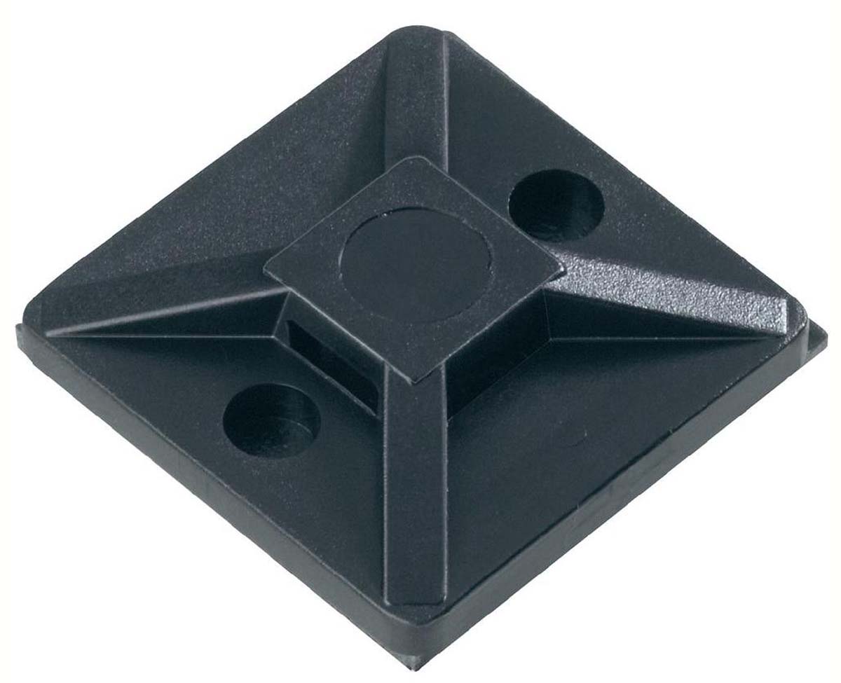 HellermannTyton Self Adhesive Black Cable Tie Mount 28 mm x 28mm, 5.4mm Max. Cable Tie Width