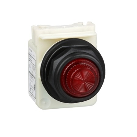 Schneider Electric, 9001SK, Panel Mount Red Incandescent Pilot Light, 30mm Cutout, IP66, Round, 110 → 120V ac