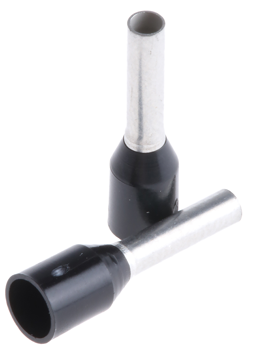 Weidmuller Insulated Crimp Bootlace Ferrule, 8mm Pin Length, 1.7mm Pin Diameter, 1.5mm² Wire Size, Black