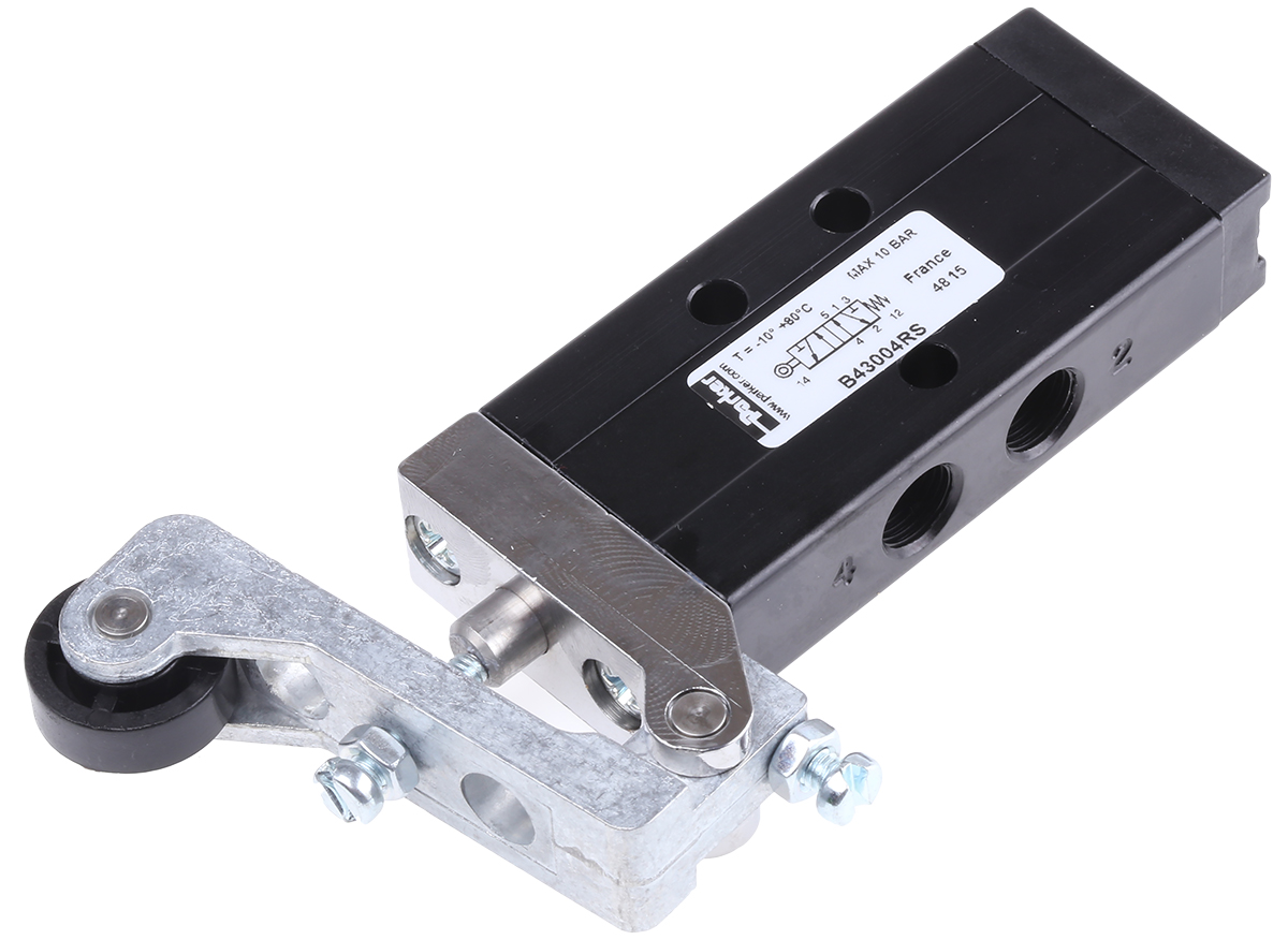 Parker Roller 5/2 Pneumatic Manual Control Valve B43 Series, G 1/8, 1/8in, III B