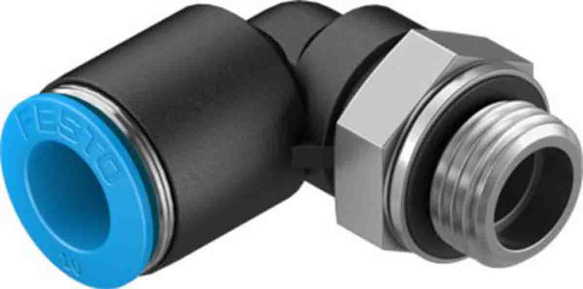 Festo Elbow Threaded Adaptor, G 1/4 Male to Push In 10 mm, Threaded-to-Tube Connection Style, 132053