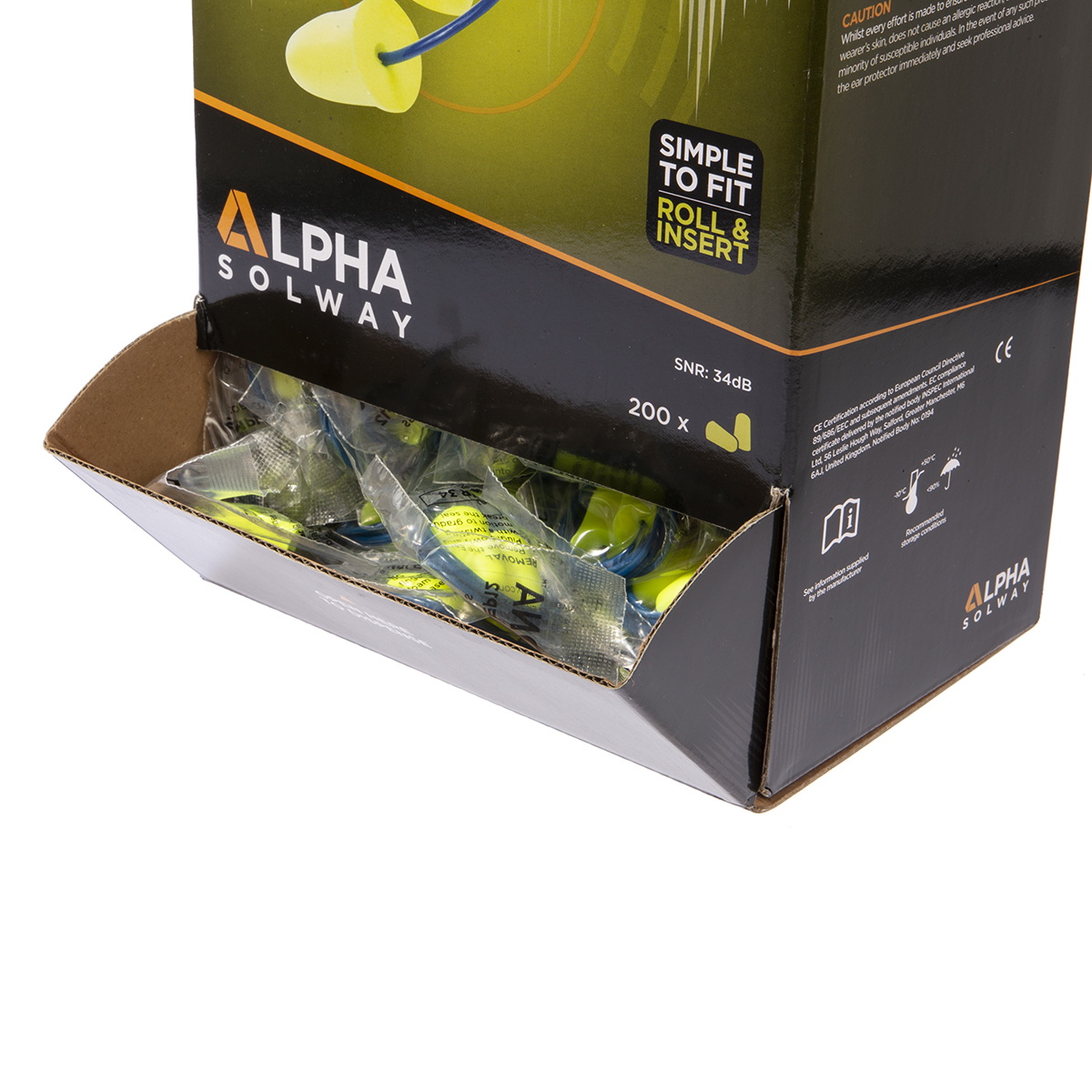 Skytec Yellow Disposable Corded Ear Plugs, 34dB Rated, 200 Pairs