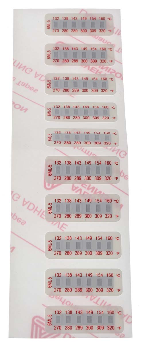 RS PRO Non-Reversible Temperature Sensitive Label, 135°C to 160°C, 6 Levels