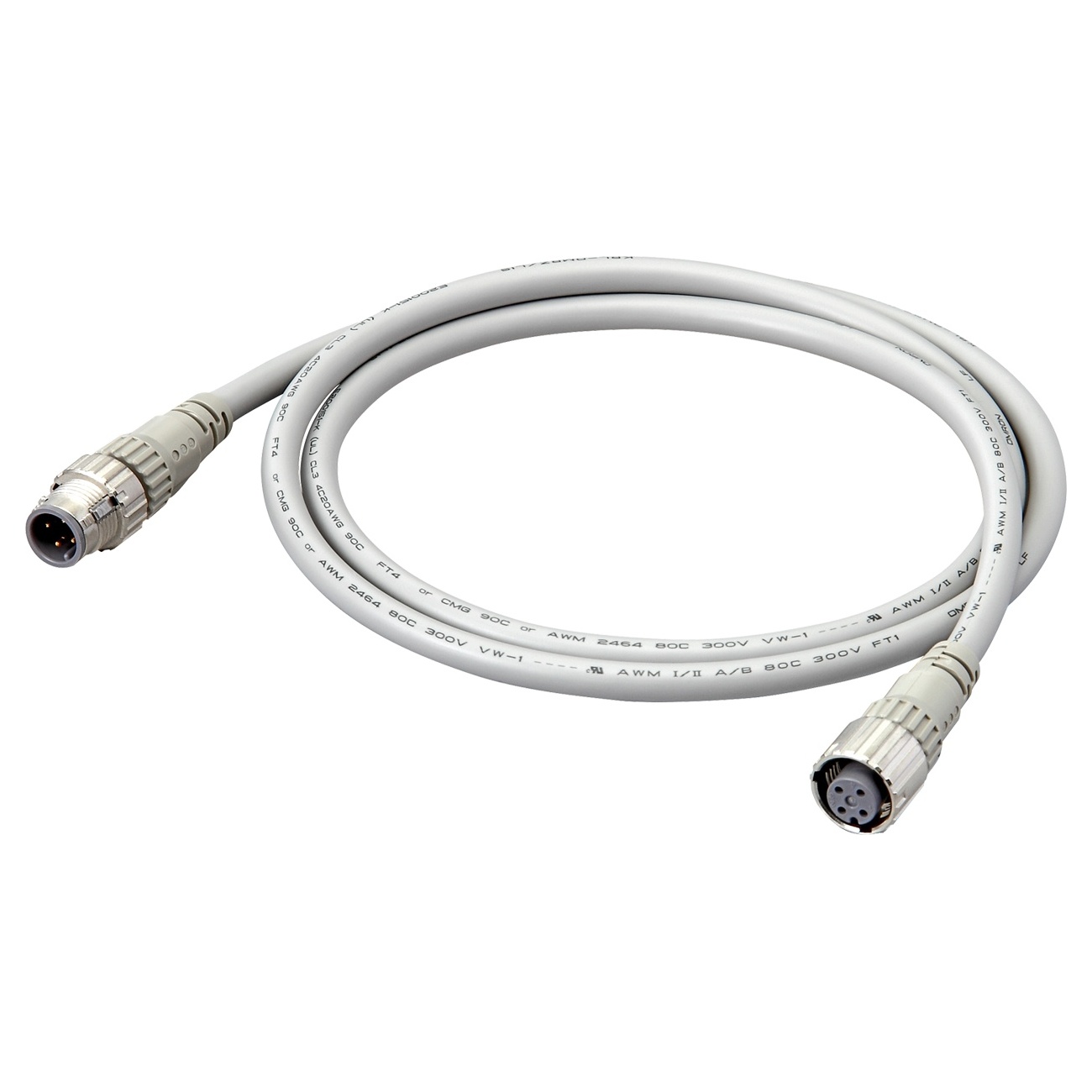 Omron Female 4 way M12 to Male M12 Sensor Actuator Cable, 5 m