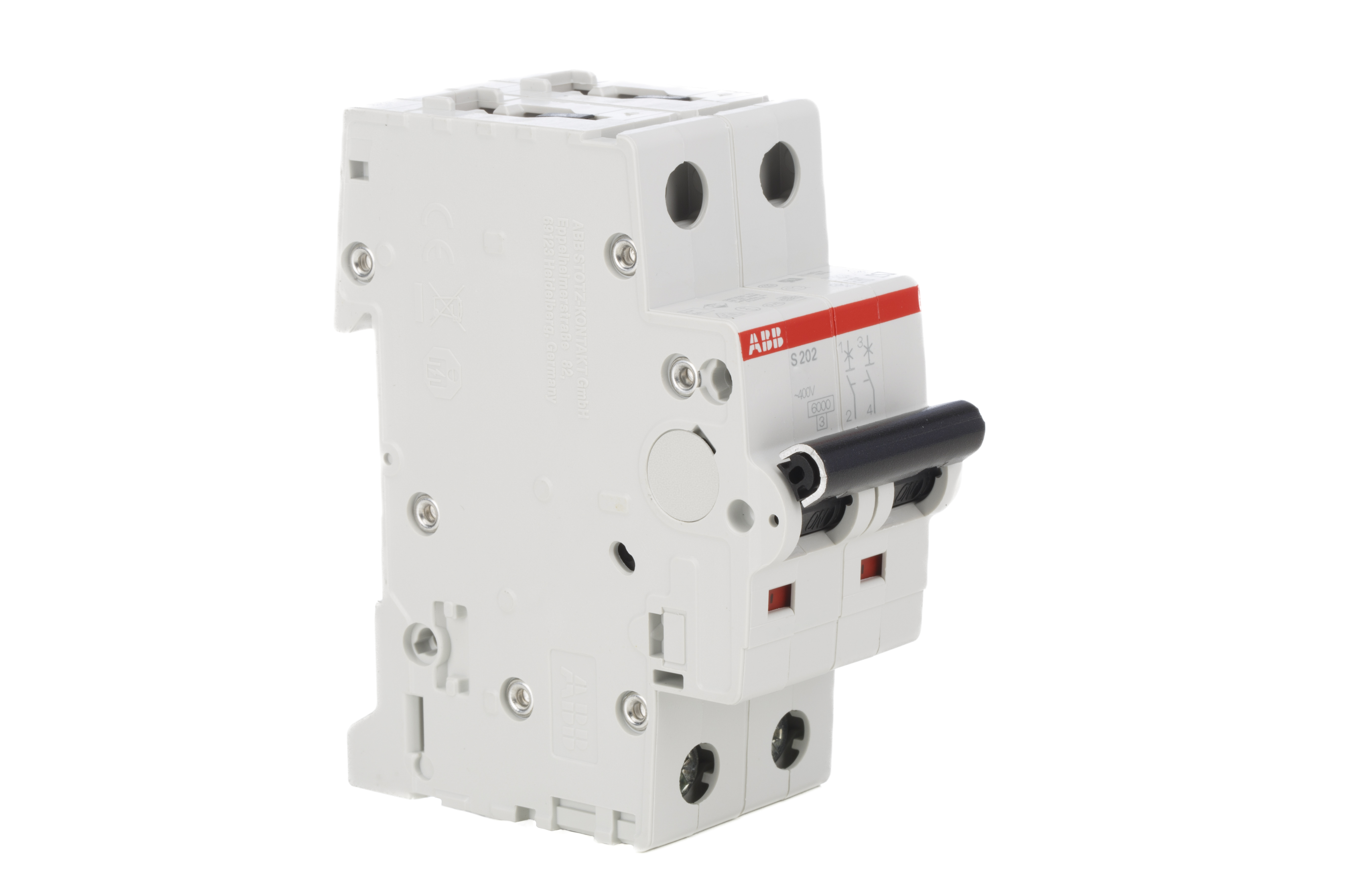 ABB System Pro M Compact S200 MCB, 2P, 10A Curve C, 400V AC, 6 kA Breaking Capacity