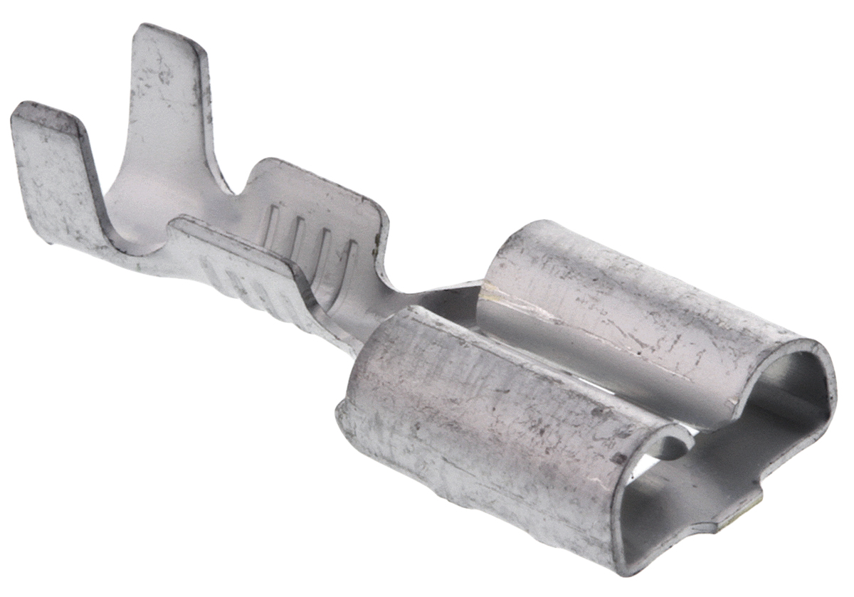 TE Connectivity FASTIN-FASTON .250 Uninsulated Female Spade Connector, Receptacle, 6.35 x 0.81mm Tab Size, 0.3mm² to
