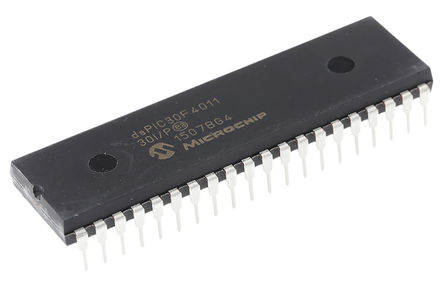 DSPIC30F4011-30I/P Microchip dsPIC30F, 16bit Digital Signal Processor 30MIPS 1.024 kB, 48 kB Flash 40-Pin PDIP