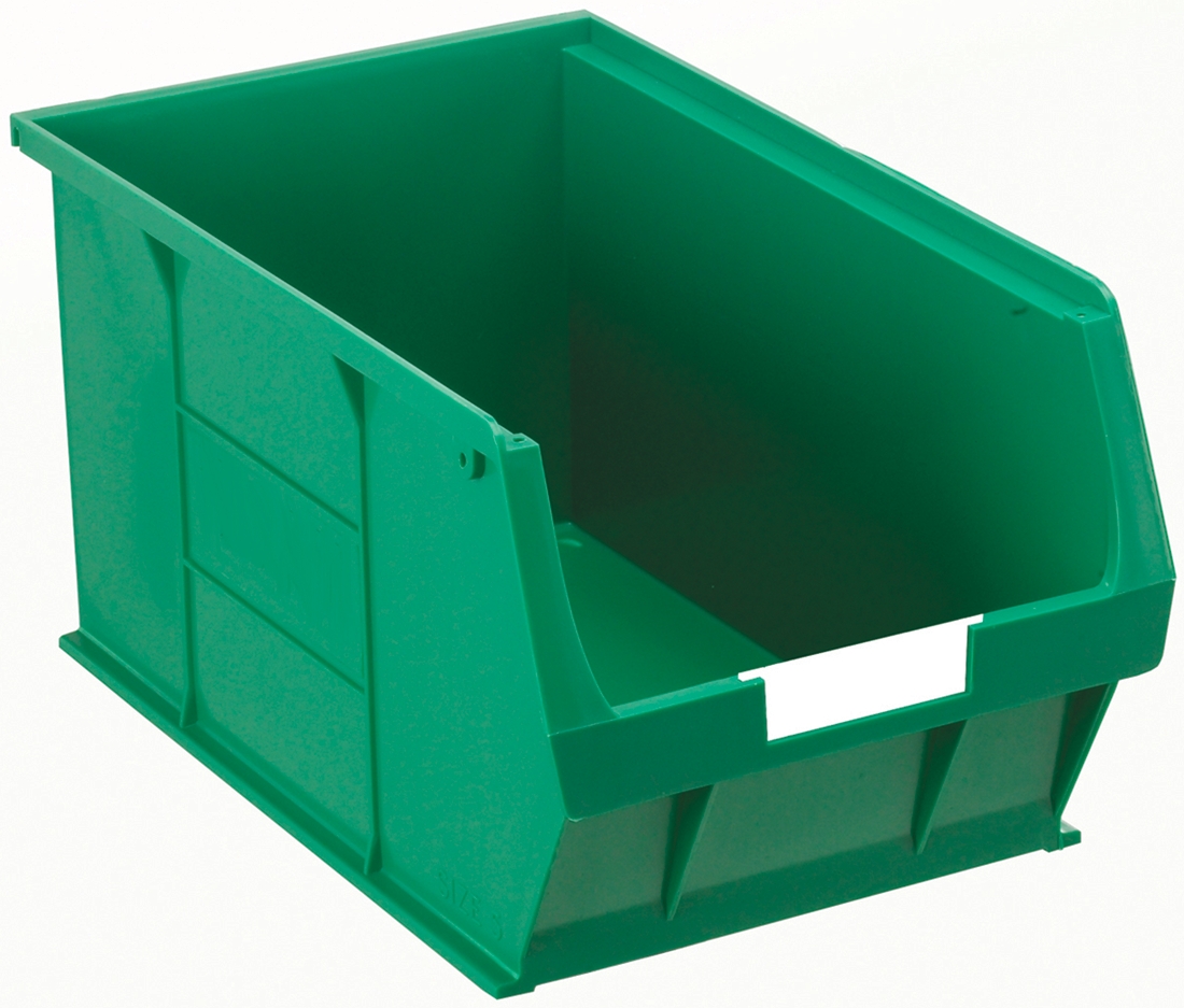 RS PRO PP Storage Bin, 350mm x 205mm x 181mm, Green