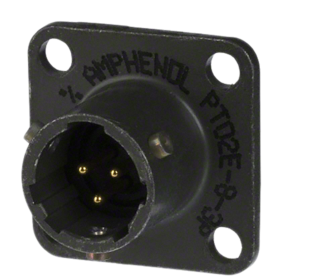 Amphenol Socapex, PT, Copper Alloy 3 Way Panel Mount MIL Spec Circular Connector ReceptacleGreen, Pin Contacts,Shell