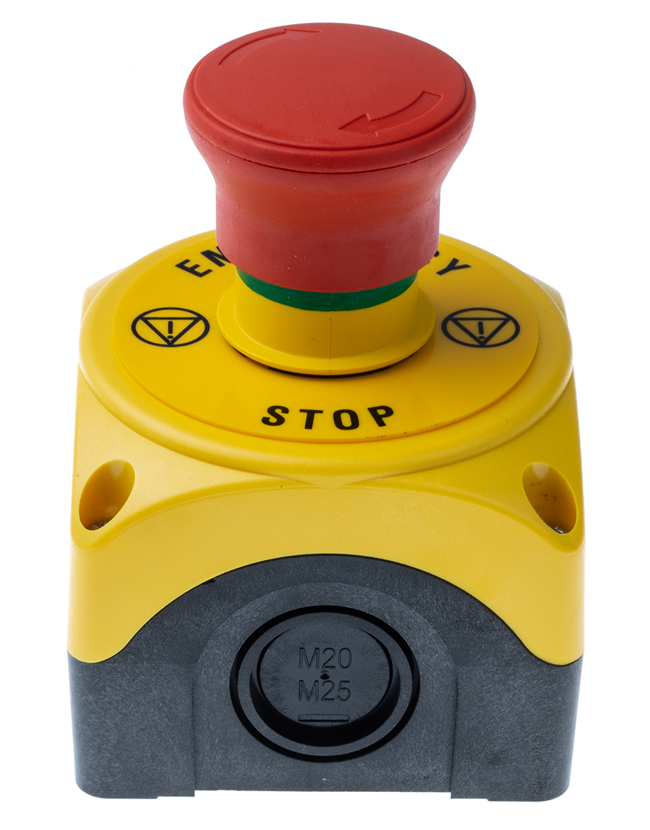 Lovato S1PY Series Twist Release Emergency Stop Push Button, Surface Mount, 1NC, IP66, IP67, IP69K