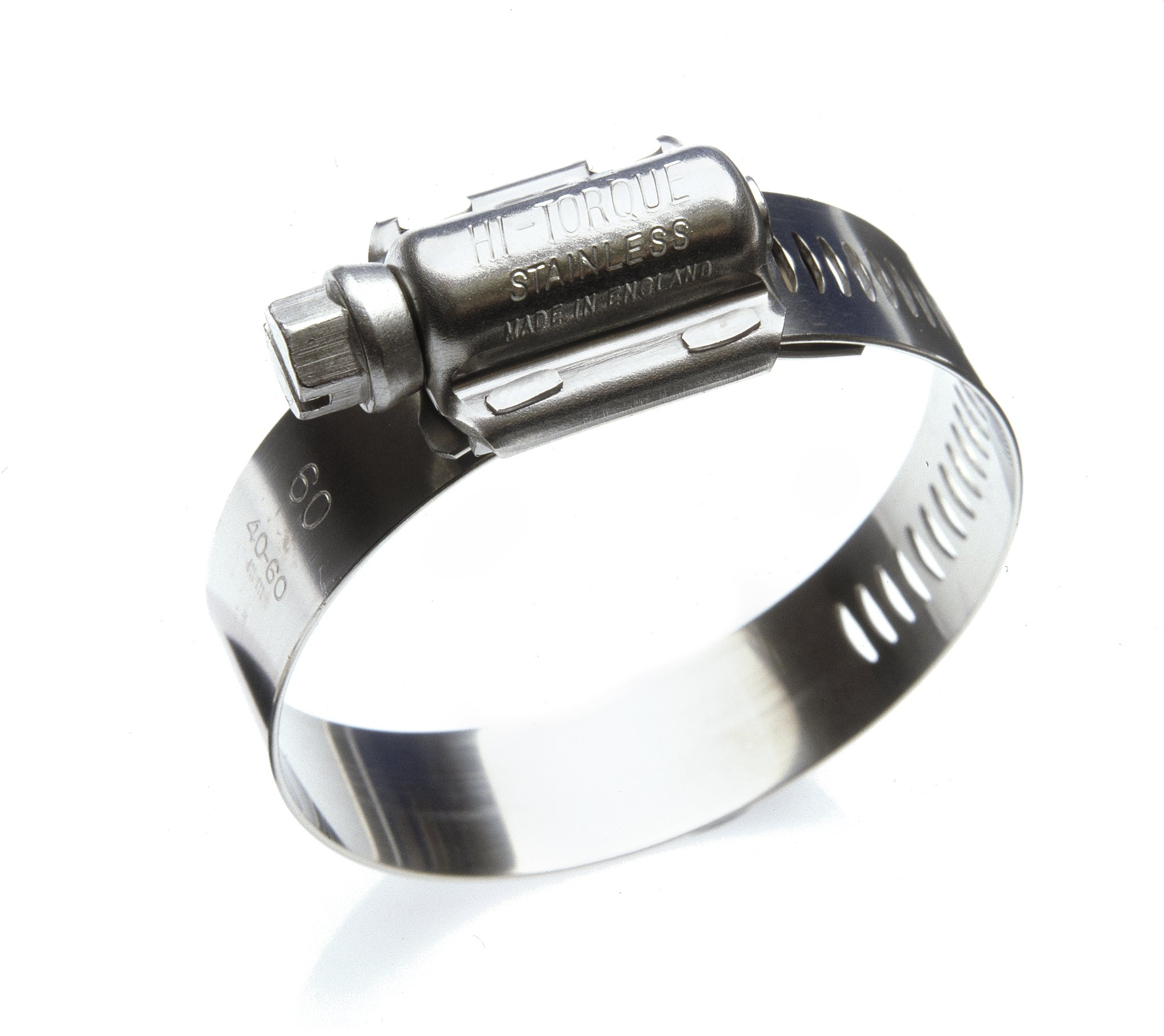 HI-TORQUE 316 Stainless Steel Slotted Hex Hose Clip, 16mm Band Width, 50mm ID