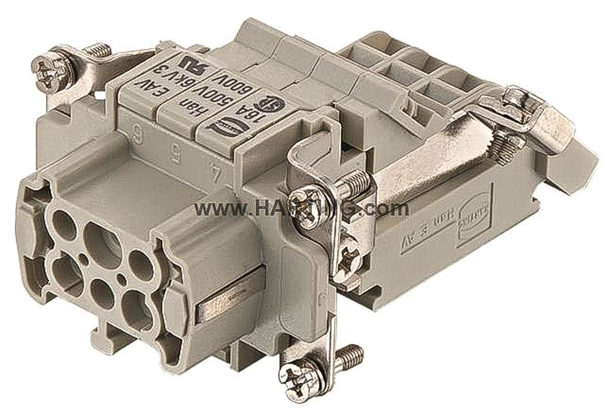 HARTING Heavy Duty Power Connector Insert, 16A, Female, Han ES AV Series, 6 Contacts