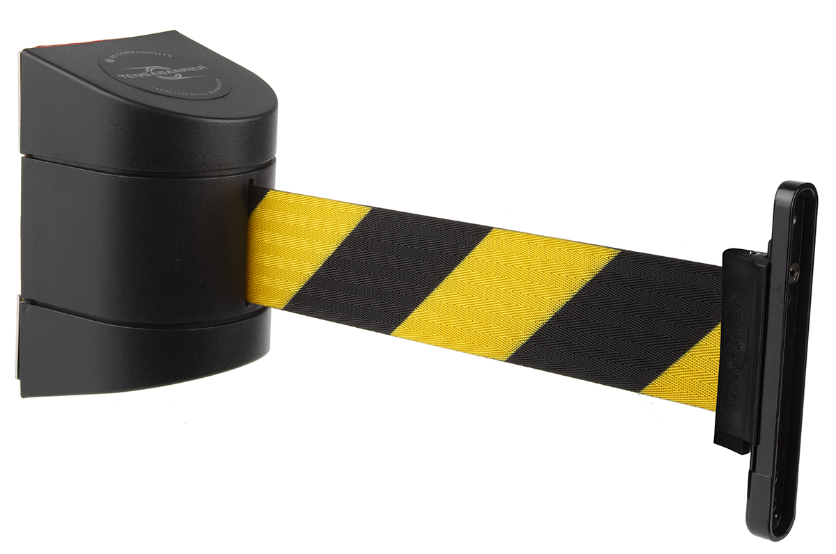 Tensator Black & Yellow Plastic Retractable Barrier, 4.6m, Yellow/Black Tape