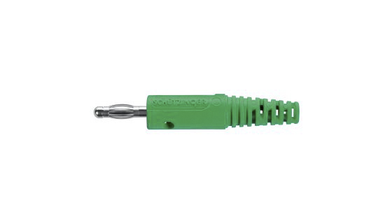 Schutzinger Green Male Banana Plug, 4 mm Connector, Solder Termination, 32A, 33 V ac, 70V dc, Nickel Plating