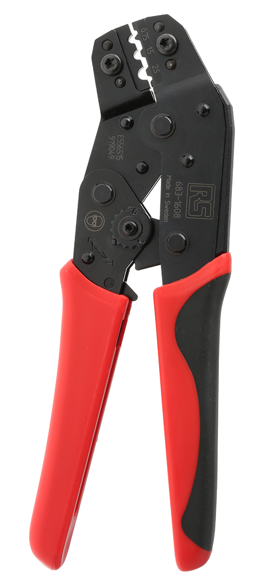 RS PRO Hand Ratcheting Crimp Tool for Ring Cable Lugs, 0.35 → 2.5mm² Wire