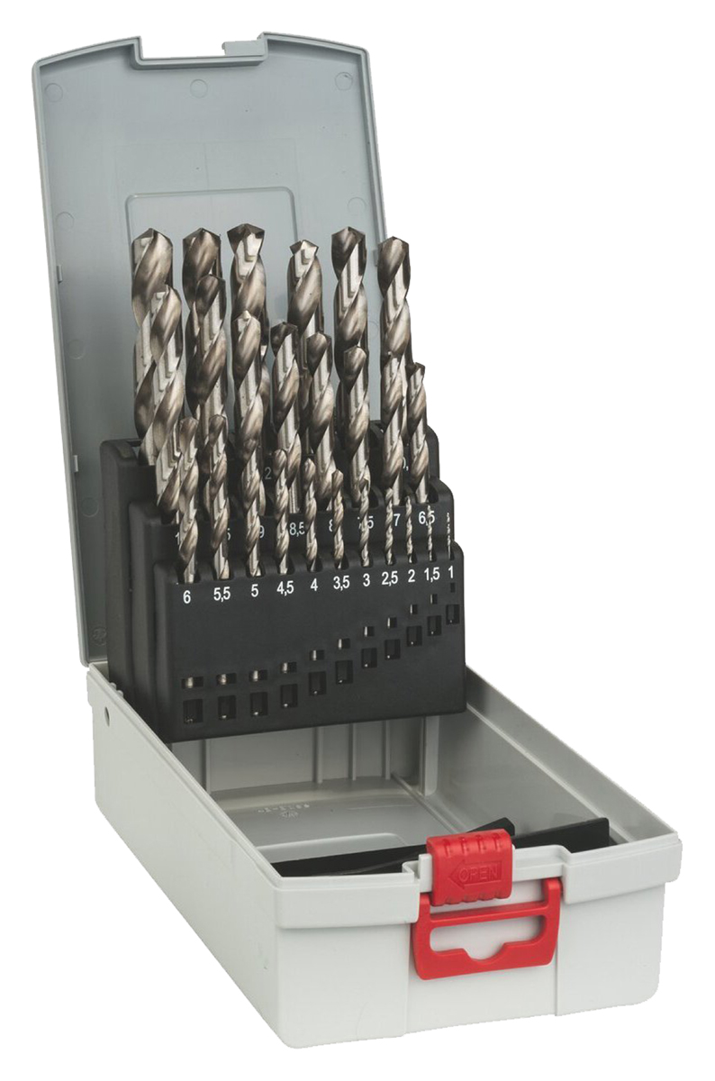 Bosch 25-Piece Twist Drill Bit Set for Metal, 13mm Max, 1mm Min, HSS-G Bits