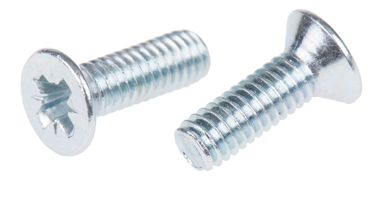RS PRO Pozidriv M4 Countersunk Steel Machine Screws DIN 965Z x 12.0mm