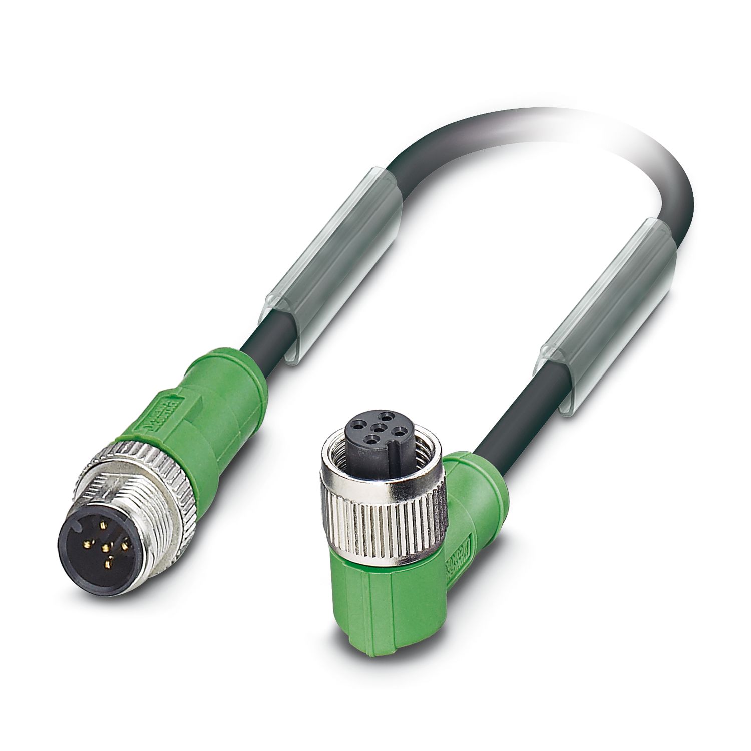 Phoenix Contact Male 5 way Straight Plug M12 to Female 5 way Angled Socket M12 Sensor Actuator Cable, 3 m