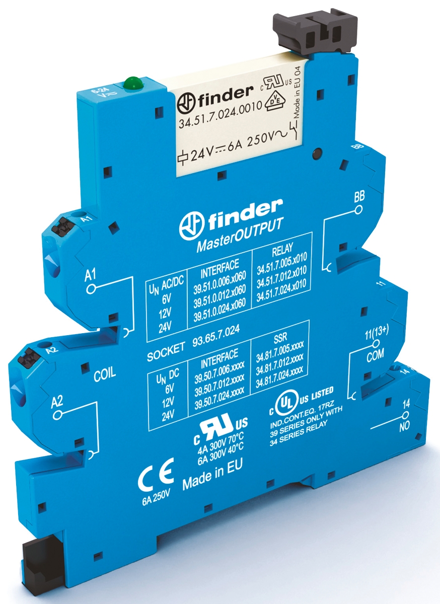 Finder 39 Series Interface Relay, DIN Rail Mount, 230V ac Coil, SPST
