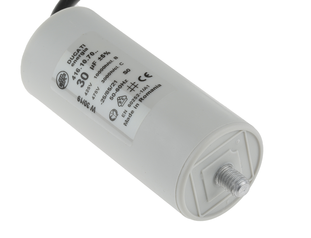 Ducati Energia 4.16.10 Polypropylene Film Capacitor, 400 → 500V ac, ±5%, 30μF, Stud Mount
