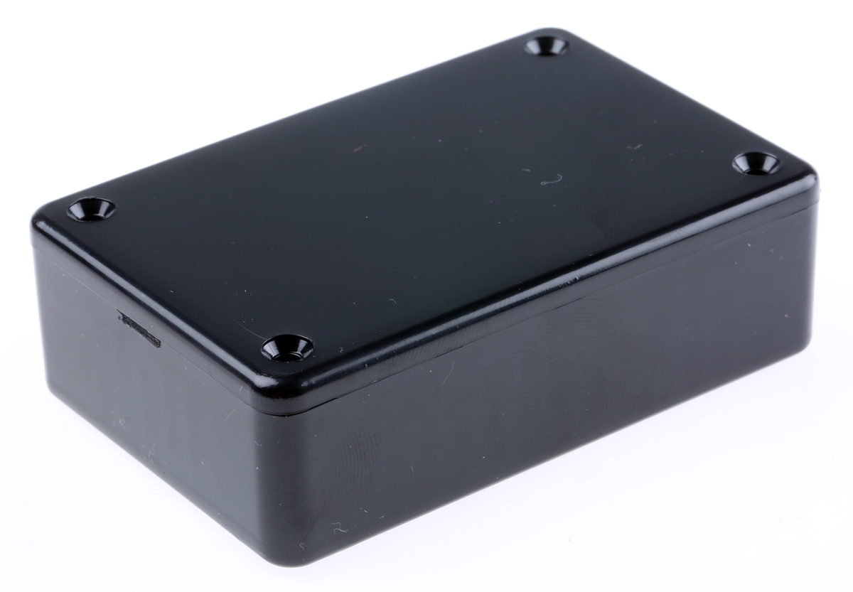 Hammond 1591 Series Black Flame Retardant ABS Enclosure, IP54, Black Lid, 85 x 56 x 25mm