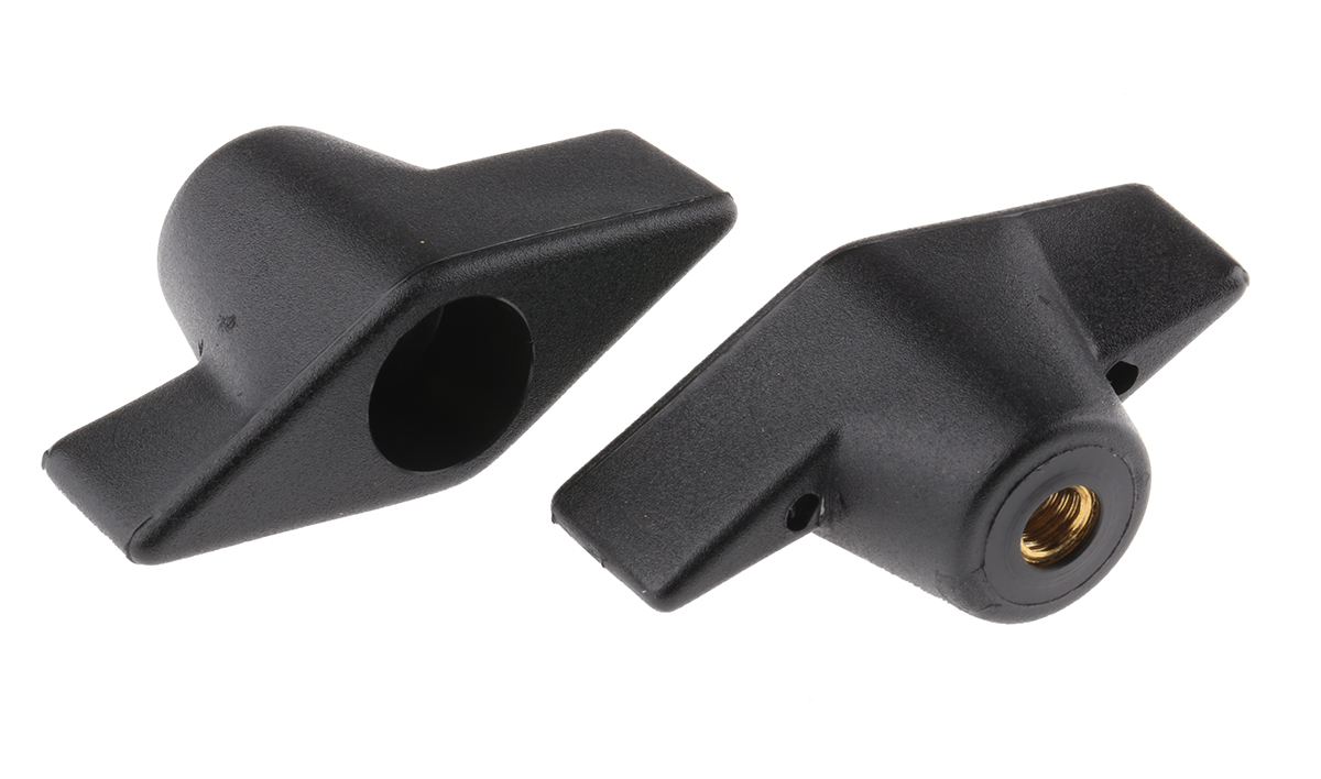 RS PRO Black Wing Clamping Knob, M6, Threaded Hole