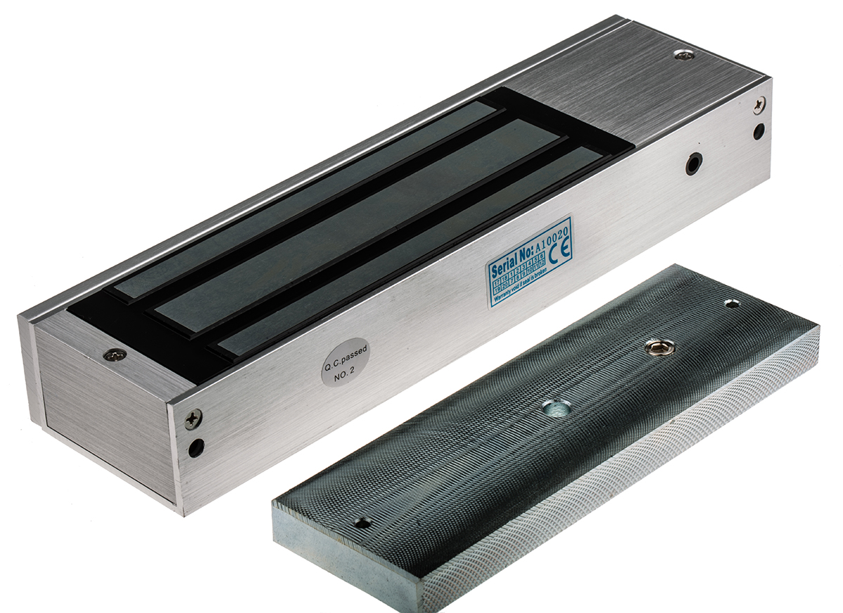 RS PRO Single Door Access Control Door Magnet, 1200lb Holding Force 12V dc