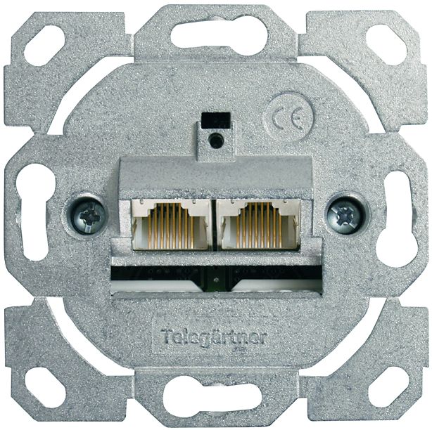 Telegartner Telegartner Data Series, Angled Cat6a 2 Way RJ11, RJ12, RJ45 Outlet,With Shielded Shield Type