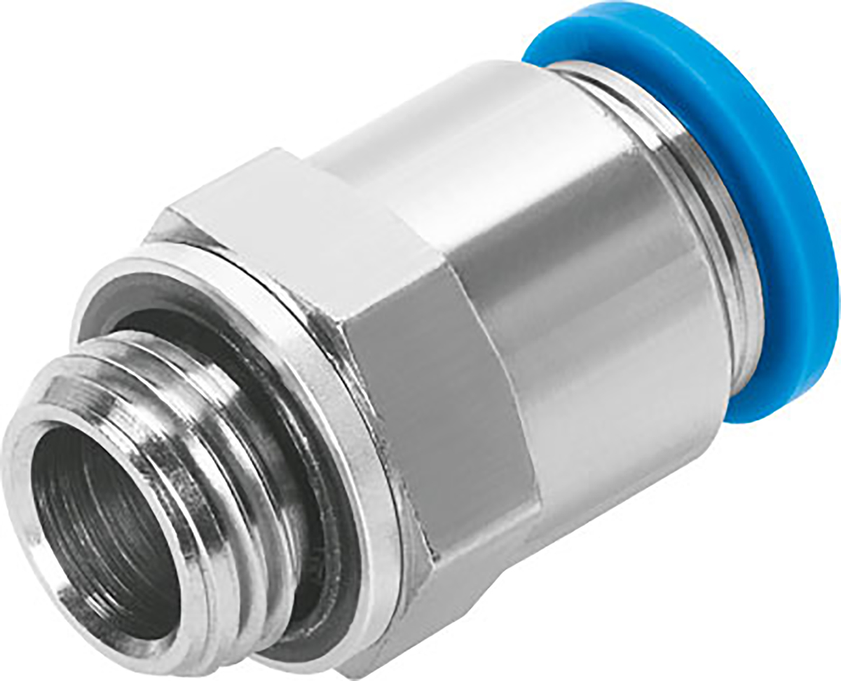 Festo QS Series Straight Threaded Adaptor, G 1/4 Male to Push In 8 mm, Threaded-to-Tube Connection Style, 186099