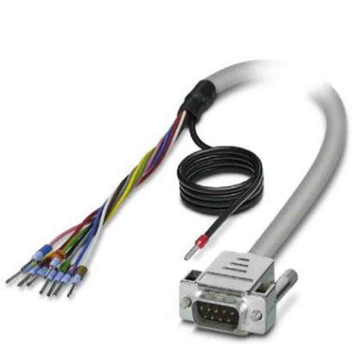 Phoenix Contact Male 9 Pin D-sub to Male Unterminated Serial Cable, 2m PVC, D9SUB Series