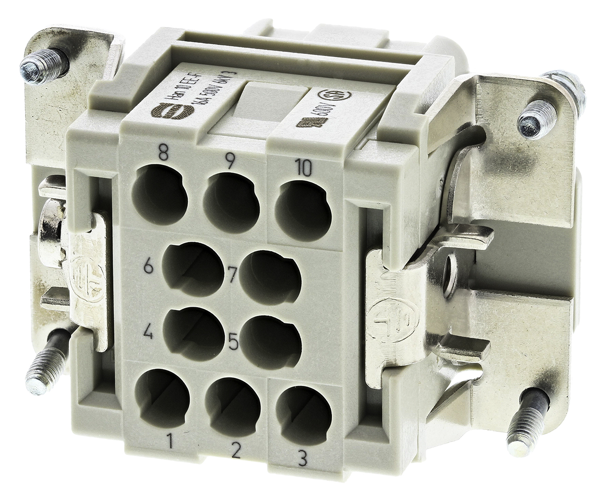 HARTING Heavy Duty Power Connector Insert, 16A, Female, Han EE Series, 10 Contacts