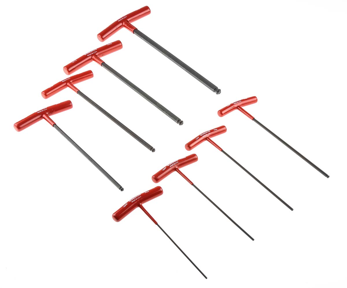 Bondhus 8 piece T Shape Metric Hex Key Set, 2 → 10mm