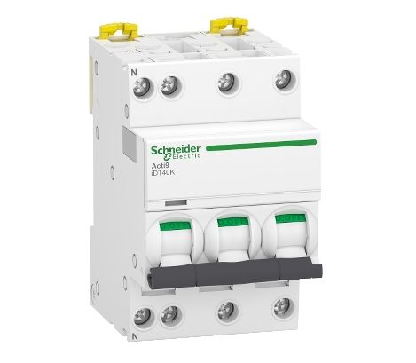 Schneider Electric Acti 9 Acti9 iDT40K MCB, 3+N, 10A Curve C, 400V AC