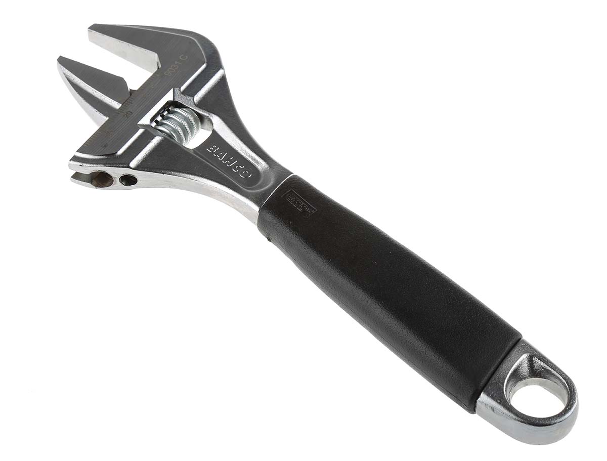 Bahco Adjustable Spanner, 218 mm Overall, 38mm Jaw Capacity, Plastic Handle